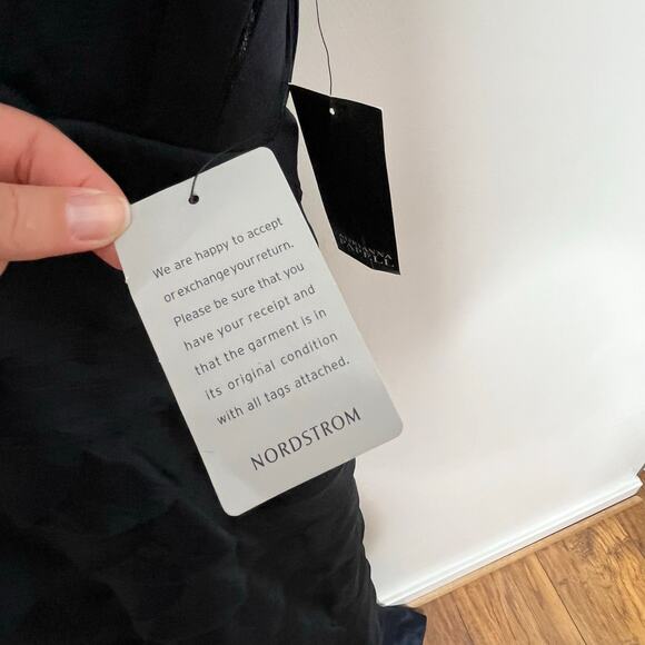 Adrianna Papell Cap Sleeve Maxi Dress Gown 10 Navy Formal Mother Of The Bride - Picture 6 of 11